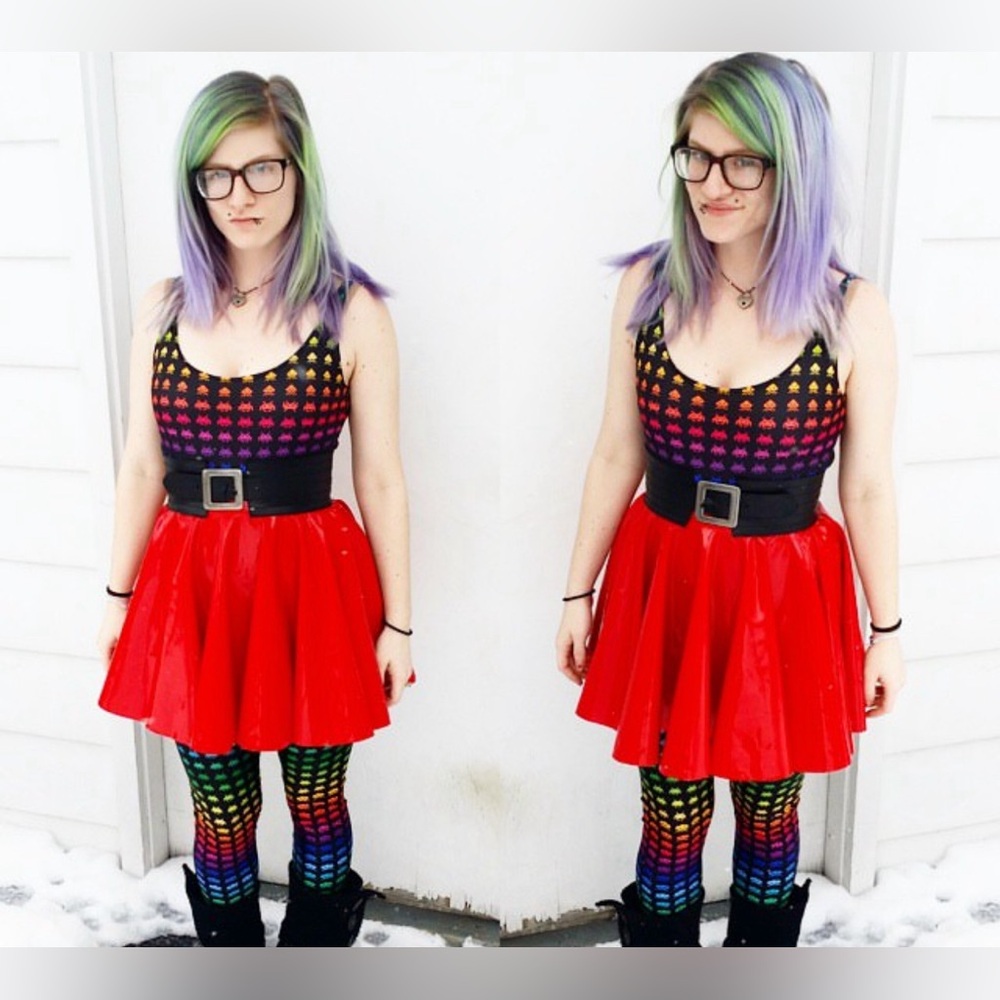 BLACKMILK PVC RED CHEERLEADER SKIRT